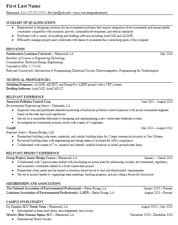 Engineering Tech Resume Template